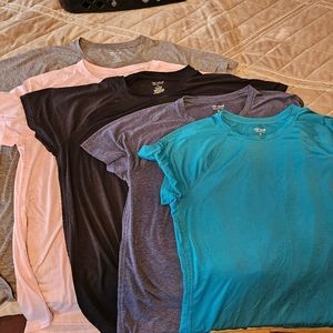 Tek gear set of 5 tunic length workout gear tops XL